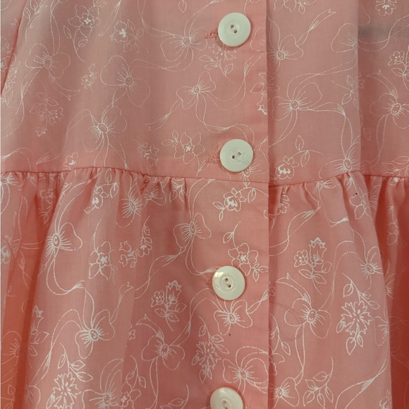 Toddlers vintage pink bow  Button-Up babydoll dress hand sewn from the 1970s - Picture 3 of 3
